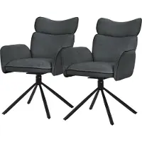 ML-Design Esszimmerstühle Drehbar 2er Set Anthrazit mit Stoffbezug