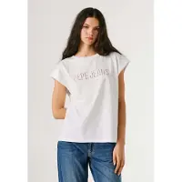Pepe Jeans für Damen. PL5000164 Mirari T-shirt weiß (L), Lässig, Baumwolle, Ärmellos / Hosenträger