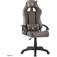 HTI Gaming-Stuhl Roya Grau Stoffbezug, Kippfunktion, Kopf- & Lordosenstütze, bis 120 kg, höhenverstellbar 114-124 cm