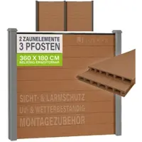 Juskys WPC Zaun aus Elementen & Pfosten