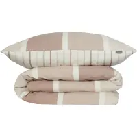 Schiesser Bettwäscheset Brody | Gestreift | Feinbiber | 2-teilig | 100% Baumwolle | Kuschelweich | YKK-Reißverschluss | 135x200 cm + 80x80 cm | Taupe