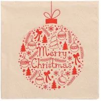 Papstar 300 Servietten Weihnachten, 3-lagig 1/4-Falz 33 cm x 33 cm natur `Christmas Ball` aus recyceltem Papier