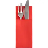 Papstar Bestecktaschen Royal Collection, integrierte Besteckfalz, B 200 x H 82,5 mm, FSC-zertifiziert, Premium-Tissue, rot, 6 x 50 Stück