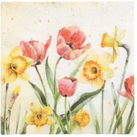 Papstar Servietten, 3-lagig 1/4-Falz 33 cm x 33 cm "Tulips & Daffodils", 6 x 100 Stück 600 Stück