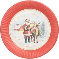 Papstar 200 Teller, Pappe rund Ø 23 cm `Dear Santa`