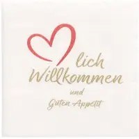 Papstar Servietten, 2-lagig "PUNTO" 1/4-Falz 20 x 20 cm "Herzlich Willkommen & Guten Appetit" 2000 Stück