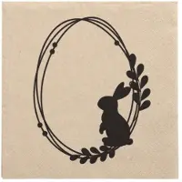 Papstar 300 Servietten, 3-lagig 1/4-Falz 33 cm x 33 cm natur `Rabbit Wreath` aus recyceltem Papier