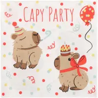 Papstar Servietten, 3-lagig 1/4-Falz 33 cm x 33 cm "Capy Party", 10 x 20 Stück 200 Stück