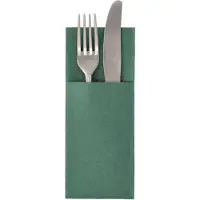 Papstar Bestecktaschen Royal Collection, integrierte Besteckfalz, B 200 x H 82,5 mm, FSC-zertifiziert, Premium-Tissue, dunkelgrün, 6 x 50 Stück