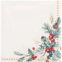Papstar 600 Servietten, 3-lagig 1/4-Falz 25 cm x 25 cm `Mistletoe and Pinecone`