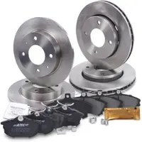 BESTPRICE Bremsscheiben + Bremsbeläge Vorne + Hinten [Hersteller-Nr. 10603570] für Smart, Mitsubishi