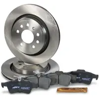 BESTPRICE Satz Bremsscheiben+Bremsbeläge HA BELÜFTET [Hersteller-Nr. 10601098] für Opel, Saab