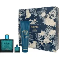 Versace Edt Spray 100ml/Bath & Shower Gel 150ml/Edt 5ml Eros Pour Homme Giftset