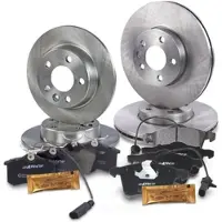 BESTPRICE Bremsscheiben + Bremsbeläge Vorne + Hinten [Hersteller-Nr. 10603323] für Ford, VW