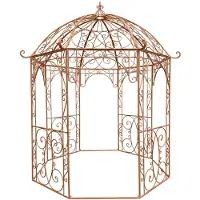 CLP Rosenpavillon aus Eisen Leila, Gartenpavillon im Jugendstil nostalgisch, Rankhilfe pulverbeschichtet für Kletterpflanzen und Rosen antik braun