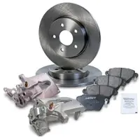BESTPRICE 2x Bremsscheibe +Beläge +Bremssättel Hinterachse [Hersteller-Nr. 34001922] für Ford, Jaguar