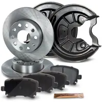 BESTPRICE Bremsscheiben+Bremsbeläge+Deckblech Hinterachse [Hersteller-Nr. 31294274] für Skoda, VW, Audi