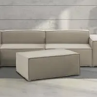 Talamo Italia Puff Antonella, Ottomane im Wohnzimmer, 100% Italy, Relaxsessel aus gepolstertem Stoff, Cm 100x70h43, Turteltaube