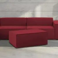 Talamo Italia Pouf Eva, Italy, Sessel aus gepolstertem Stoff, cm 100x70h43 rot