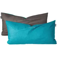 Schiesser Kissenhüllenset Doubleface | Zweifarbig | Renforcé | 2-teilig | 100% Baumwolle | Angenehm weich & glatt | YKK-Reißverschluss | 40x80 cm | Türkis-Dunkelgrau