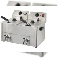 GastroHero Doppel Fritteuse ECO 10+10 Liter mit Ablasshahn Elektro Fritteuse Edelstahl Tischfritteuse 2x10 L Gastro Fritteuse 2x3,25 kW