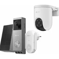 Ezviz EP3x Pro Video-Türklingel Kit + H8c SE 2K Außenkamera – 360° Pan & Tilt – Paketerkennung – KI-Tracking