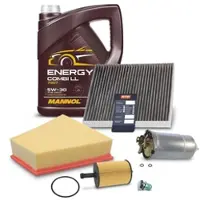 BESTPRICE Inspektionspaket Set B + 5l 5W-30 Motoröl [Hersteller-Nr. 41108603] für VW, Seat, Skoda