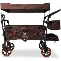 FUXTEC FUXLIFE by Bollerwagen FX-CT850 Komfort faltbar Kinder Transportwagen mit Sonnendach gepolsterter Innenraum mit Verlängerung Braun