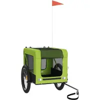 vidaXL Fahrradanhänger Hunde Grün und Schwarz Oxford-Gewebe & Eisen