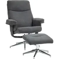 MODFU Relaxsessel Set mit Hocker Dunkelgrau 106x85x78 cm Liegefunktion bis 130 Grad manuell verstellbar Samtoptik 150 kg Holzrahmen