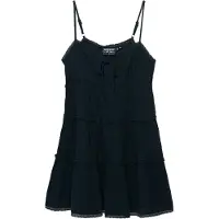 Superdry für Damen. W8012115A Gestuftes Mini-Kleid aus Cheesecloth marineblau (XXS), Lässig, Baumwolle, Ärmellos / Hosenträger