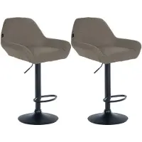 CLP 2er Set Barhocker höhenverstellbar Braga, mit Stoffbezug und Fußstütze | Farbe taupe Gestell Farbe schwarz