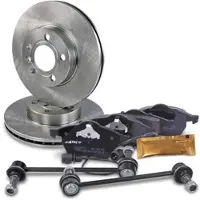 BESTPRICE Bremsscheiben + Bremsbeläge Belü+Stabi Vorne [Hersteller-Nr. 34002310] für Ford, VW, Seat