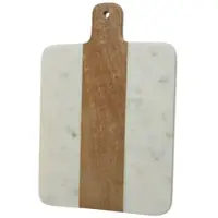 GAUMENKICK Schneidebrett Vesperbrett aus Mangoholz Marmor weiß braun Servierbrett 30cm