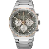 Seiko HGK002P1 Herrenuhr Chronograph Quarz Zweifarbig/Grau