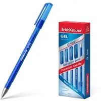 Erich Krause Gelstifte 0,4mm 12er Pack Blau - nicht schmierend - Gel Kugelschreiber Stifte Gelschreiber Schreibstifte für Schule & Bürobedarf G-Ice