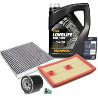 BESTPRICE Inspektionspaket Set A + 5l 0W-20 Motoröl [Hersteller-Nr. 40978551] für Skoda, Audi, Seat, VW