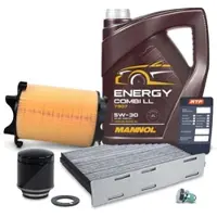 BESTPRICE Inspektionspaket Set A + 5l 5W-30 Motoröl [Hersteller-Nr. 40978629] für VW, Seat, Audi, Skoda