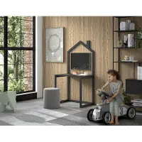 Vipack JAXX - DALLAS Kinderschreibtisch mit Haus-Optik aus massiver Kiefer, Anthrazit lackiert