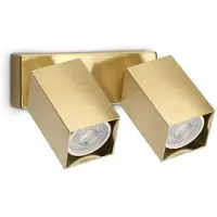 Ideal Lux Wandstrahler Dynamite Square messing 16,5 cm 2-flg, messing / gold, für Wohn- / Esszimmer, Metall, Modern, Strahler