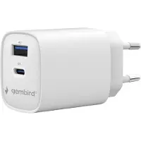 Gembird Charger Lādētājs 2-port 45W USB PD Fast Charger White Type-C Type-A