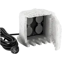 Wiltec 4-fach Gartensteckdose Aussensteckdose Steinoptik Outdoor 5m Kabel