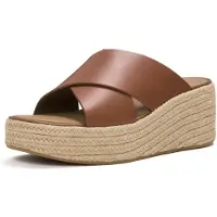 Original Brands FitFlop Platfforms Espadrille Leather Wedge Cross Slides BRAUN 41