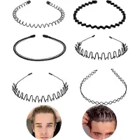 INF 6er-Pack gewellte Metalltiaras und Metallstirnbänder Schwarz