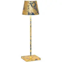 Zafferano LED-Tischleuchte Poldina Pro Air Force Blue Gold Leaf Craquelè wiederaufladbar und dimmbar mit Akku bis zu 12 Stunden