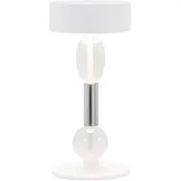 Zafferano Royal Family Wi-Fi - Wiederaufladbare LED-Tischlampe, Touch-Dimmer, 36h Akku, Weiß-Alu, Glas