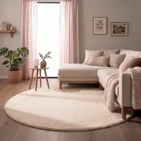 NATURL. Flauschiger Teppich Rund - Cozy Creme Ø 230 cm