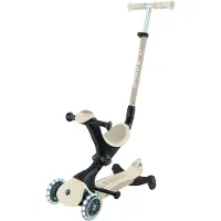 Globber GO-UP DELUXE LIGHTS ECO 360 – 3 in 1 Aufsitzrad, Laufrad, Scooter, 120/80 mm, 3-rädrig, verstellbar, kokos weiß