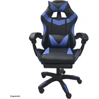 HTI Ergonomischer Gaming Stuhl mit Fußstütze Racing-Design Schwarz-Blau