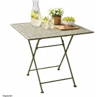 HTI Gartentisch Solea Khakigrün mit dekorativem Lochmuster 55x55x70 cm